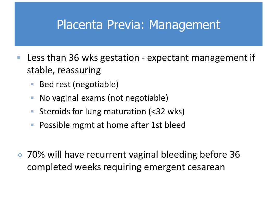 Placenta Previa: Management