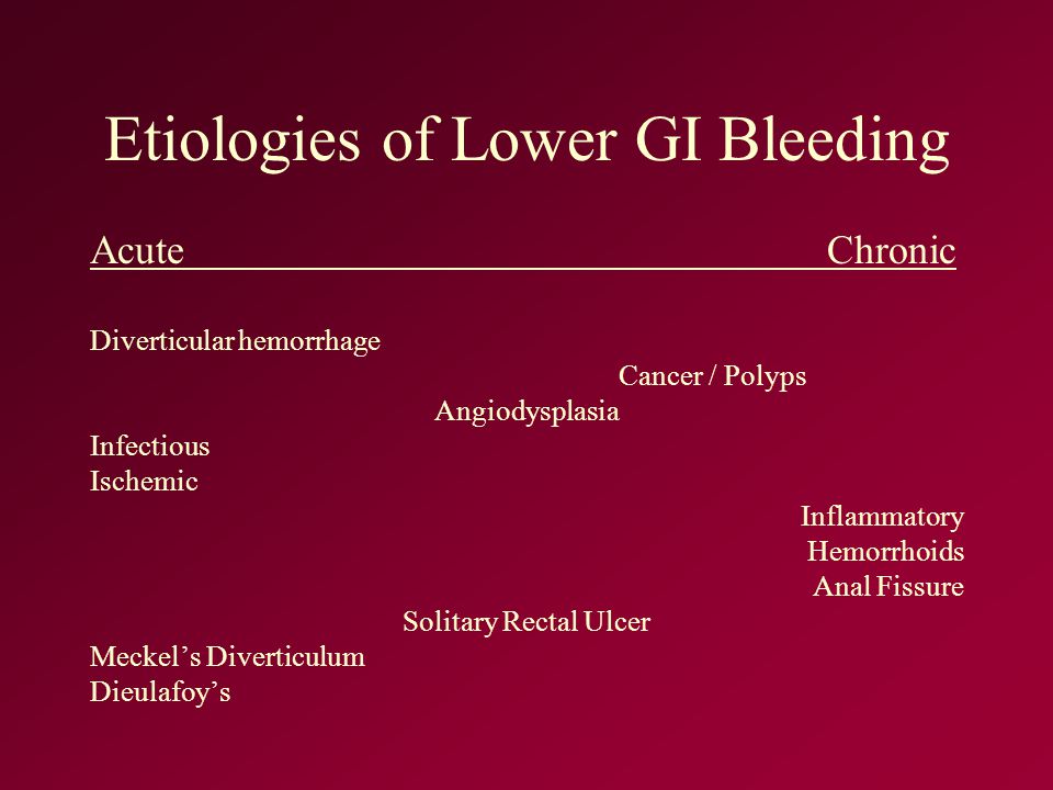 Etiologies of Lower GI Bleeding