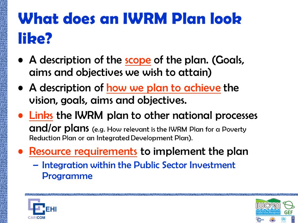 What does an IWRM Plan look like
