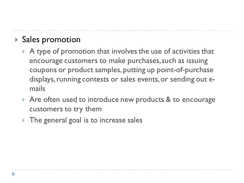 Sales promotion