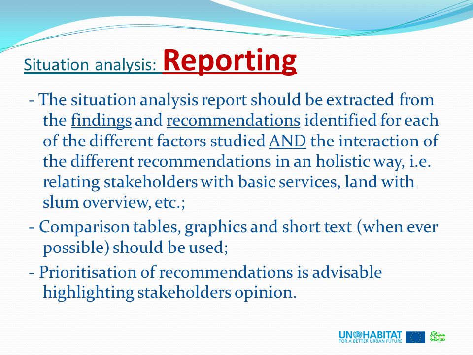 Situation analysis: Reporting