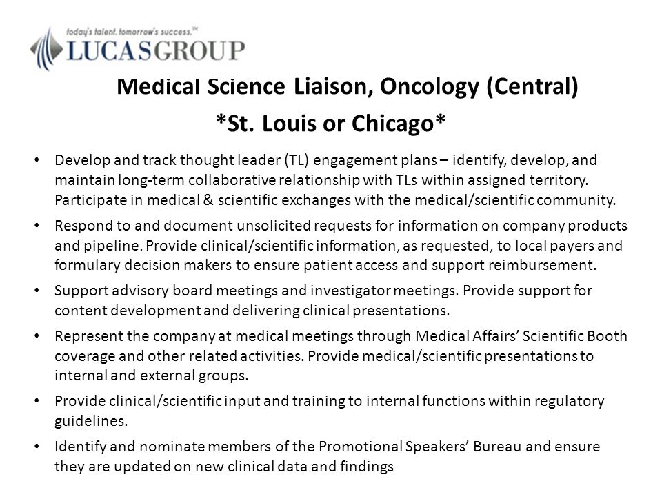 Medical Science Liaison Perfect Job For The Outgoing Scientist Ppt Video Online Download