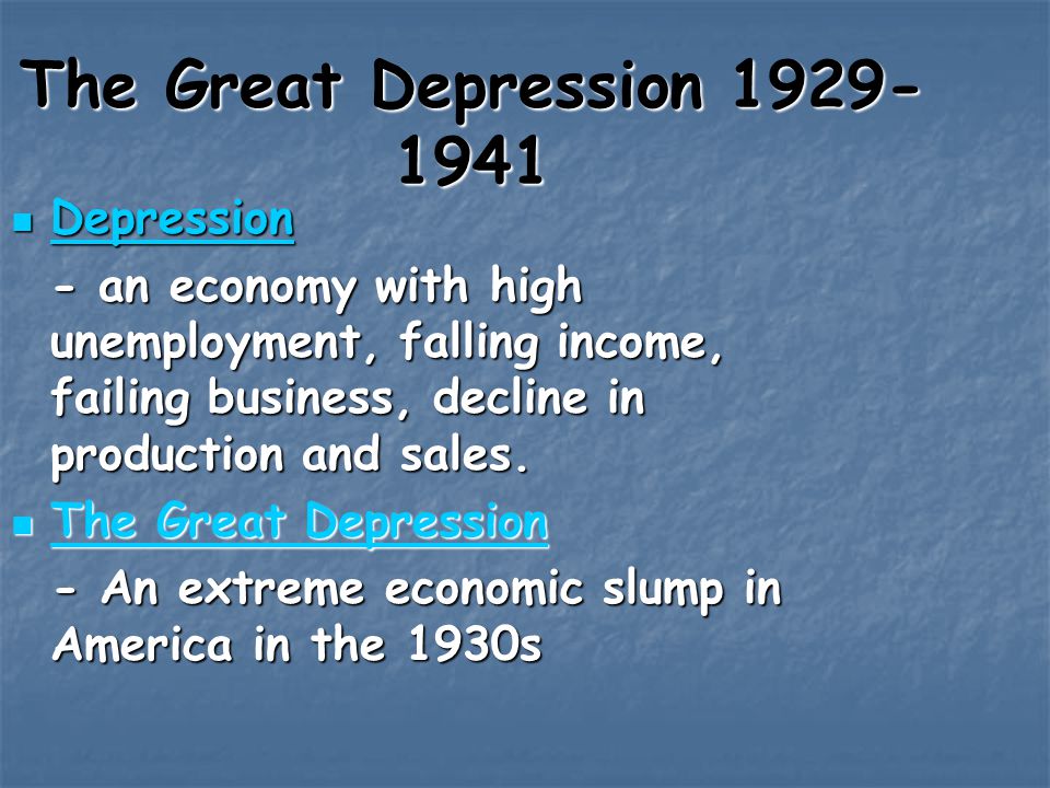 The Great Depression Depression