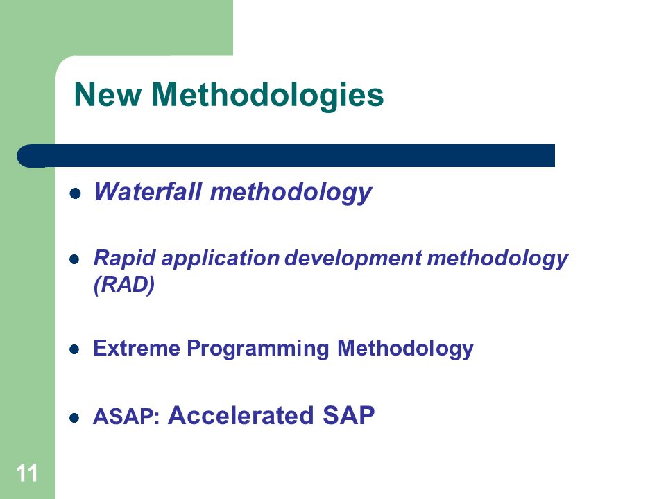 New Methodologies Waterfall methodology