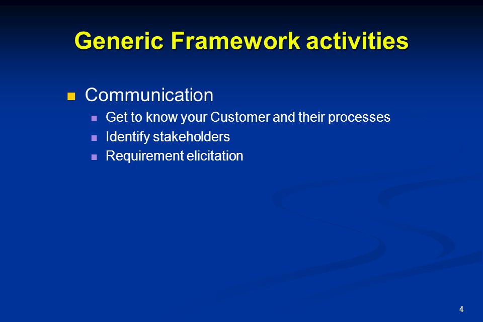 Generic Framework activities