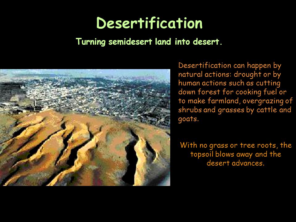 Turning semidesert land into desert.