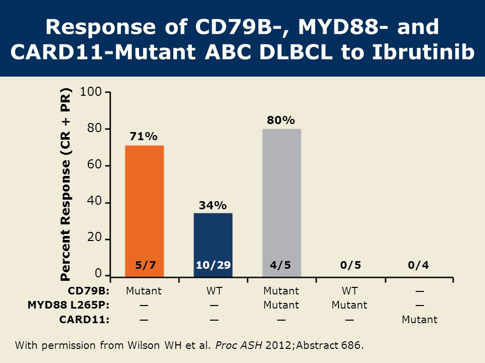 Response of CD79B-, MYD88- and CARD11-Mutant ABC DLBCL to Ibrutinib
