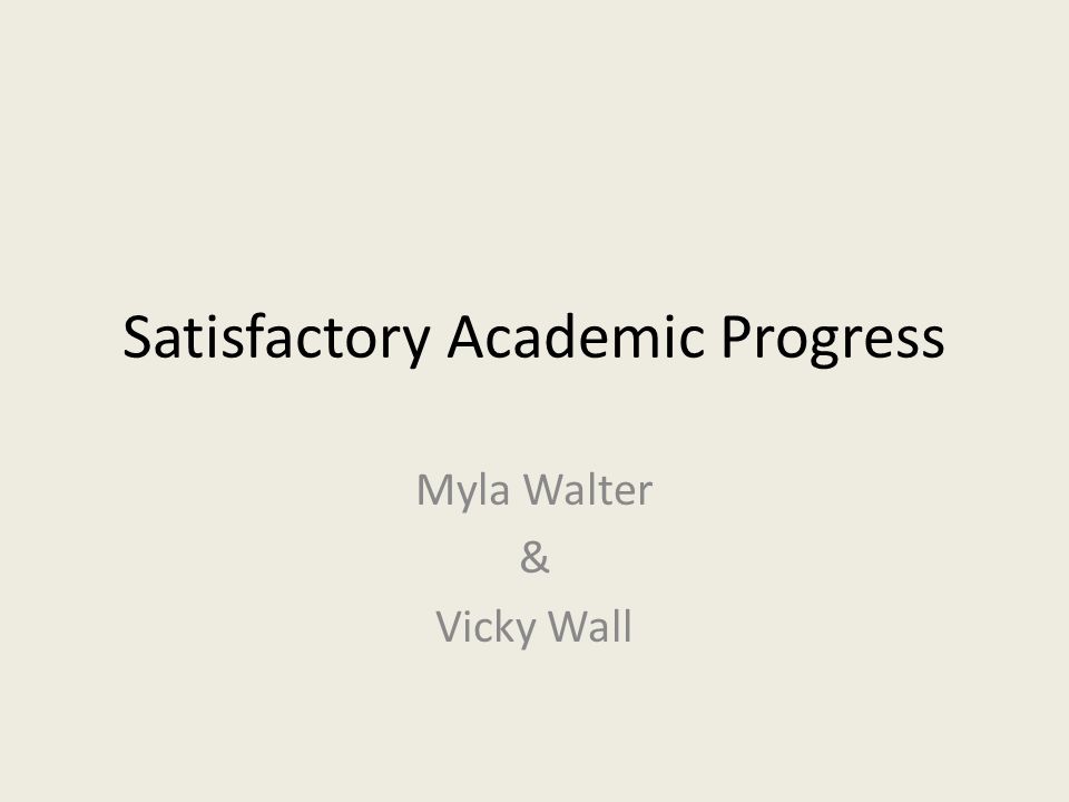 Satisfactory Academic Progress