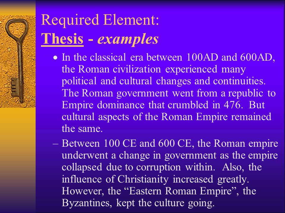 Required Element: Thesis - examples