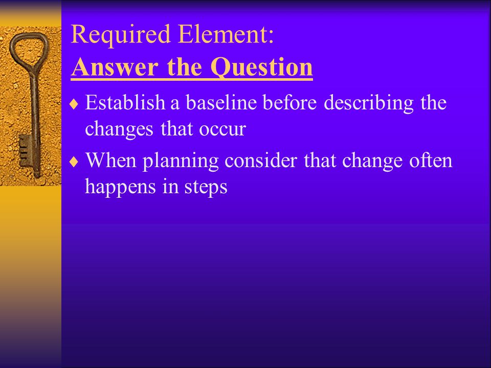 Required Element: Answer the Question