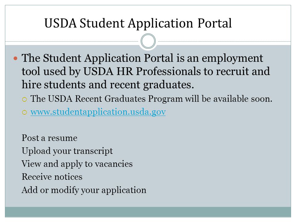 USDA Student Application Portal