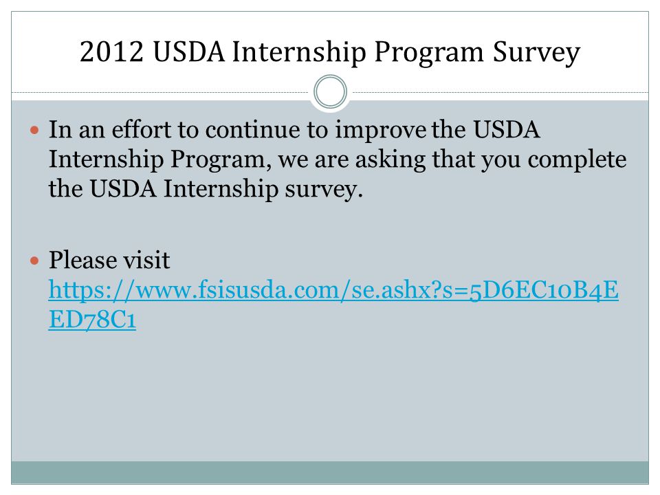 2012 USDA Internship Program Survey