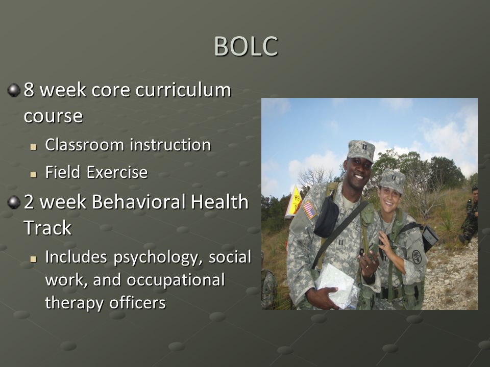 BOLC 8 week core curriculum course 2 week Behavioral Health Track
