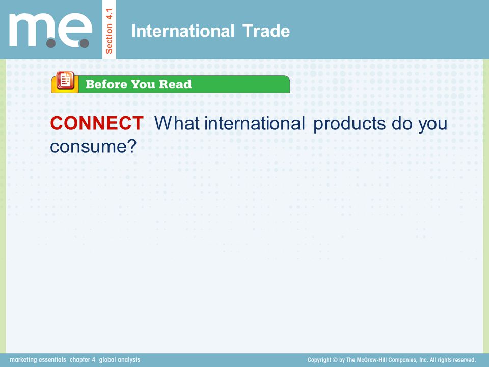 CONNECT What international products do you consume