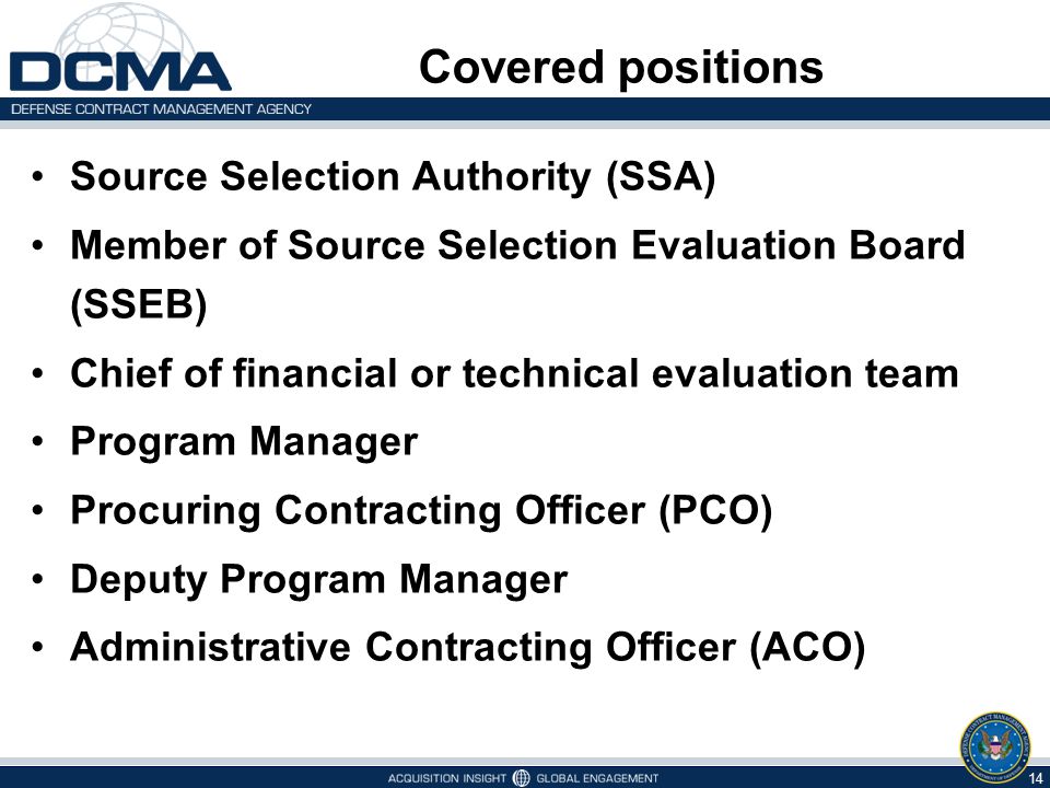 Covered positions Source Selection Authority (SSA)