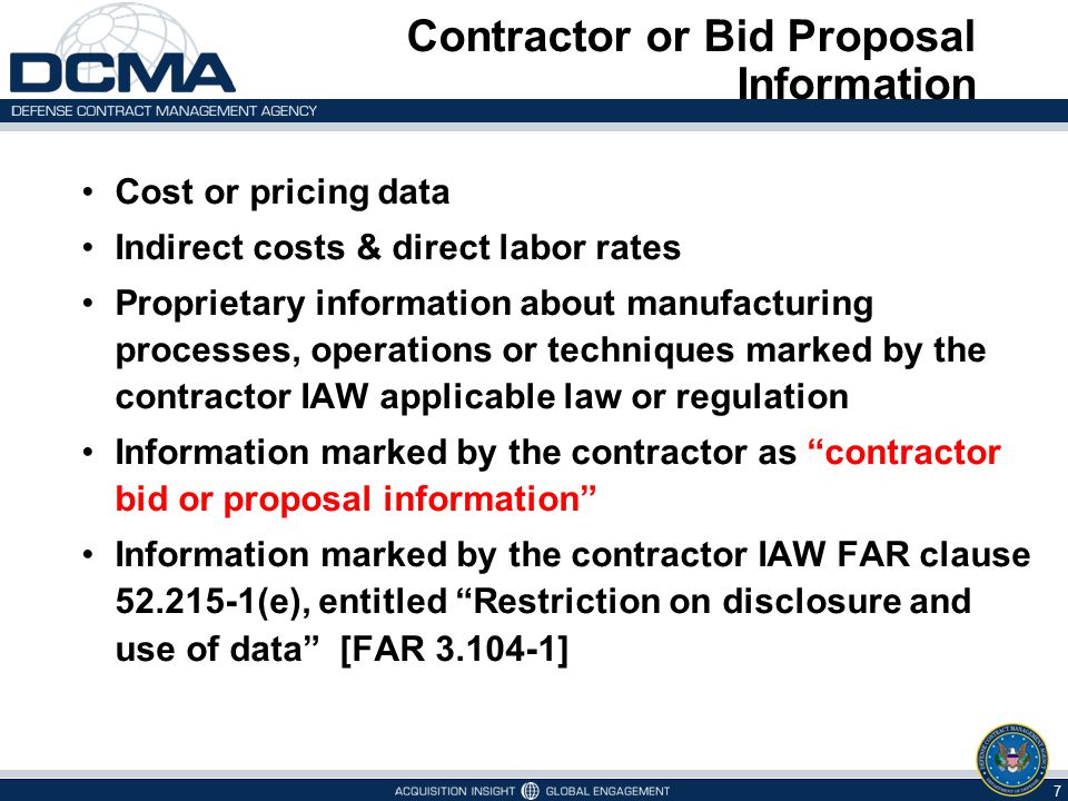 Contractor or Bid Proposal Information
