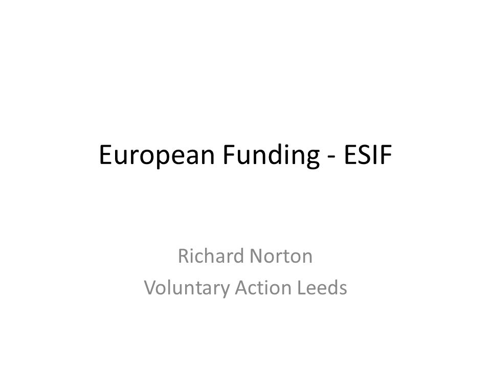 European Funding - ESIF