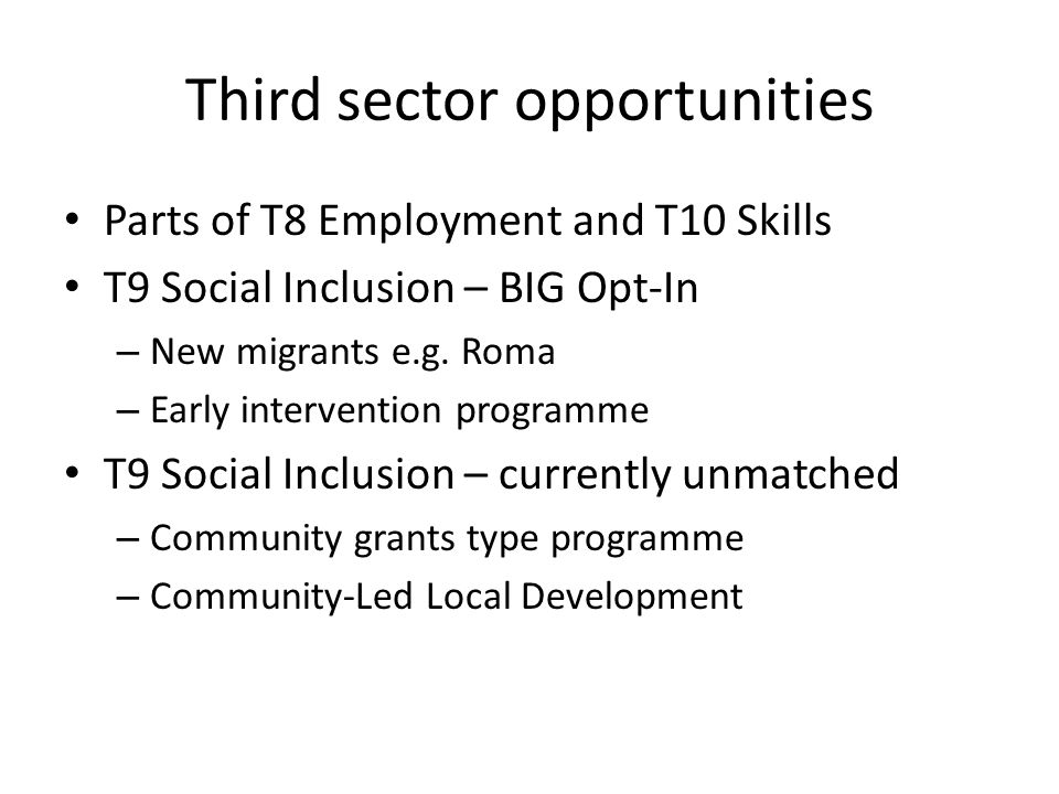 Third sector opportunities