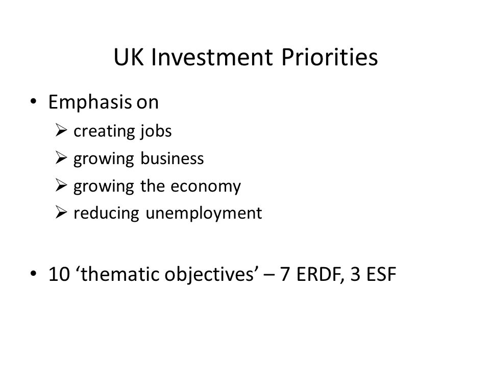 UK Investment Priorities