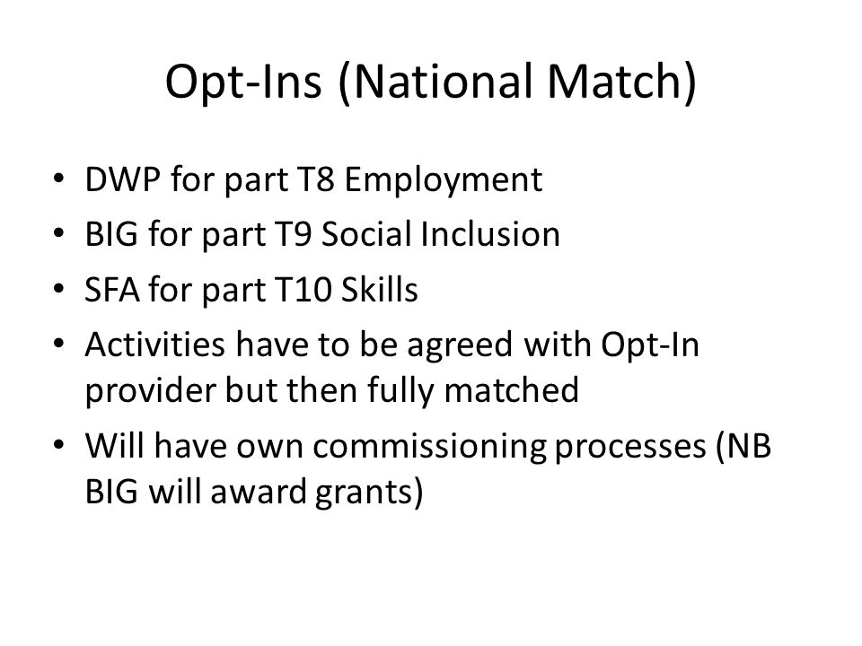 Opt-Ins (National Match)