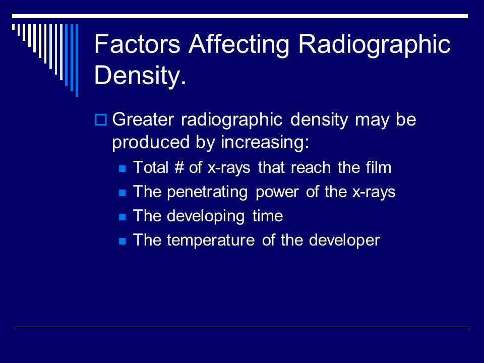 Factors Affecting Radiographic Density.