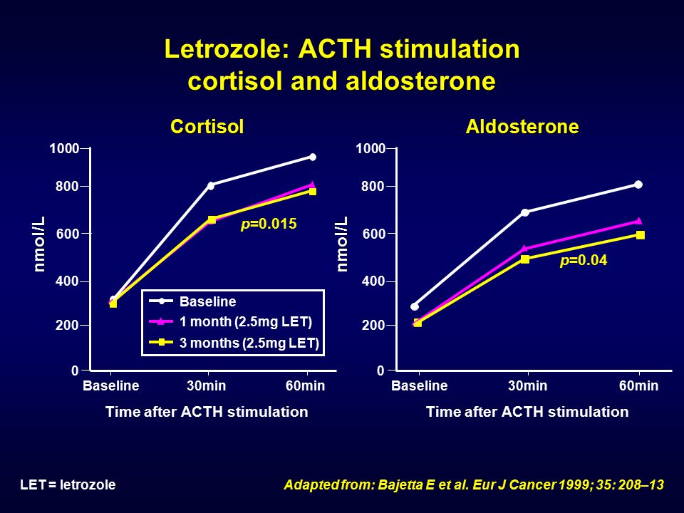 Letrozole: ACTH stimulation cortisol and aldosterone