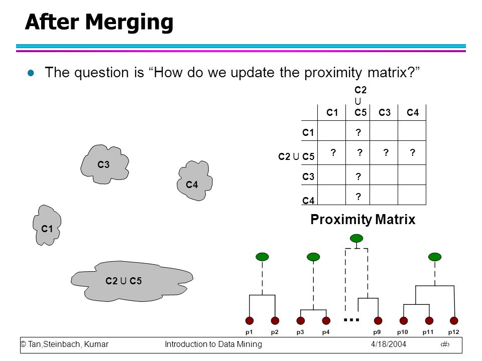 After Merging The question is How do we update the proximity matrix