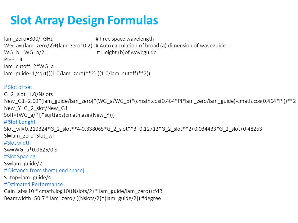 Slot Array Design Slot Array Design