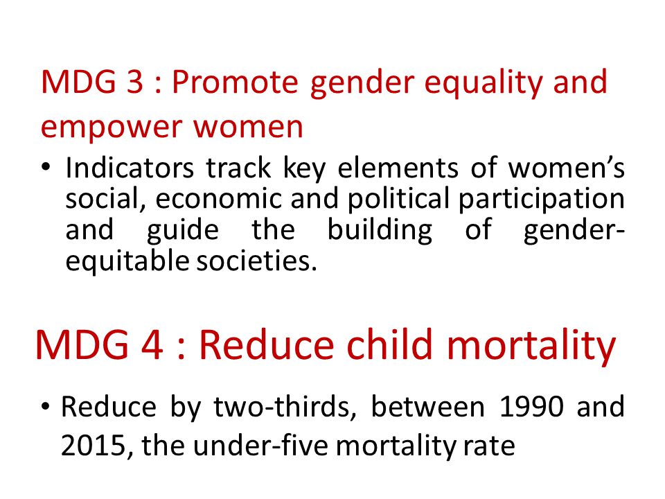 MDG 3 : Promote gender equality and empower women