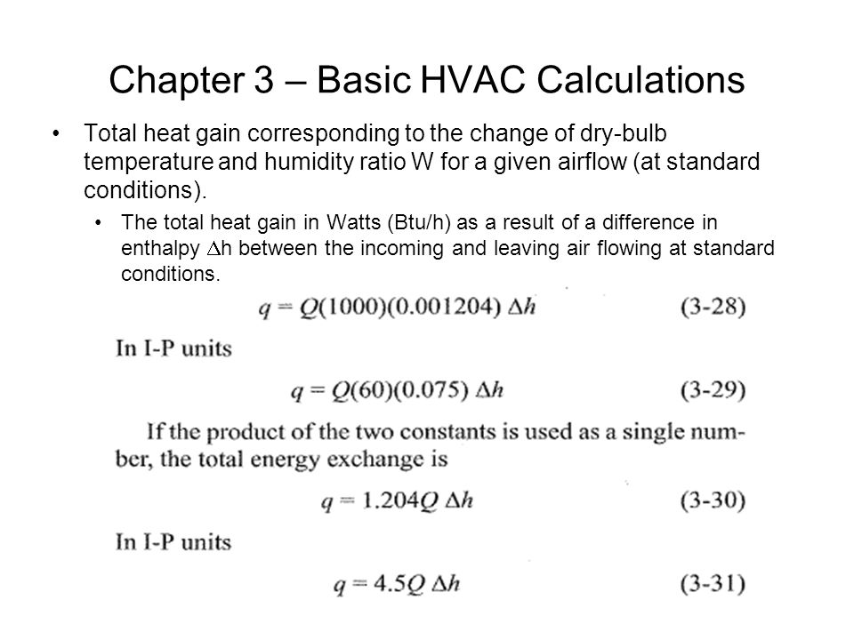 Chapter 3 – Basic HVAC Calculations