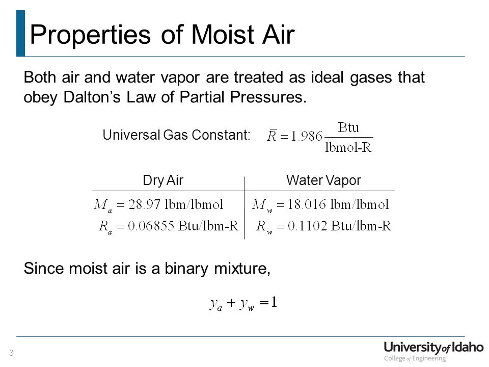 Psychrometric Properties of Moist Air - ppt download