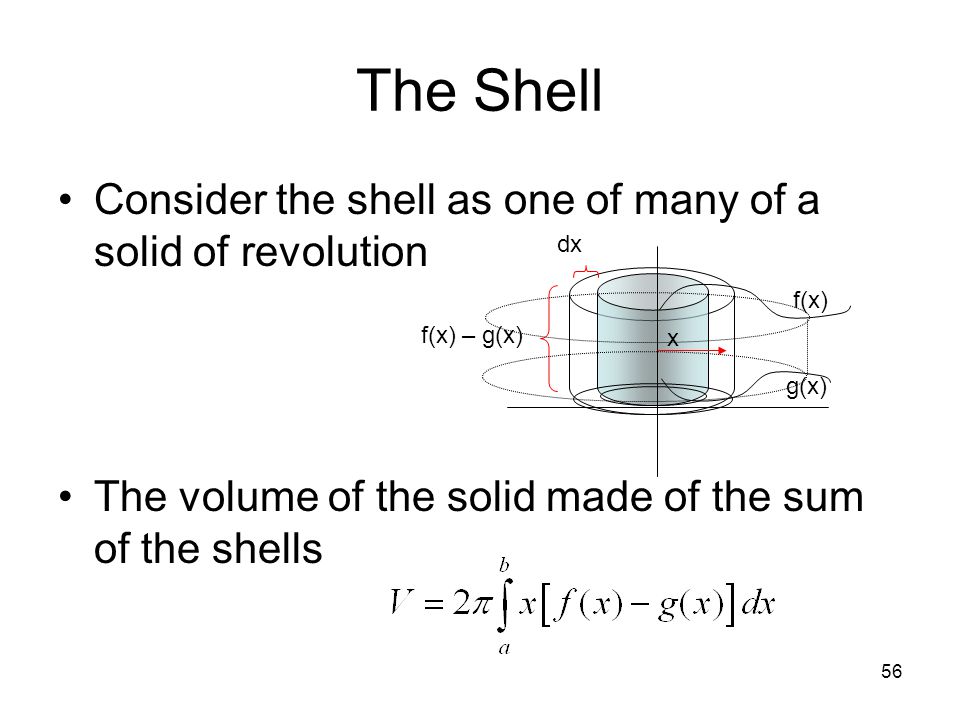 The Shell Consider the shell as one of many of a solid of revolution