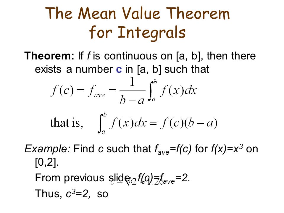 The Mean Value Theorem for Integrals