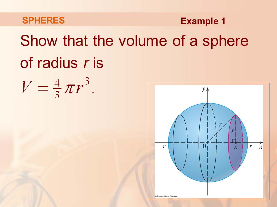 Show that the volume of a sphere of radius r is