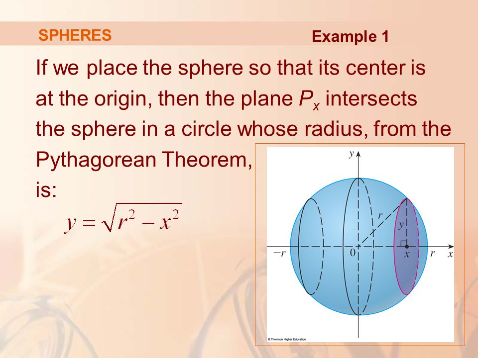 If we place the sphere so that its center is