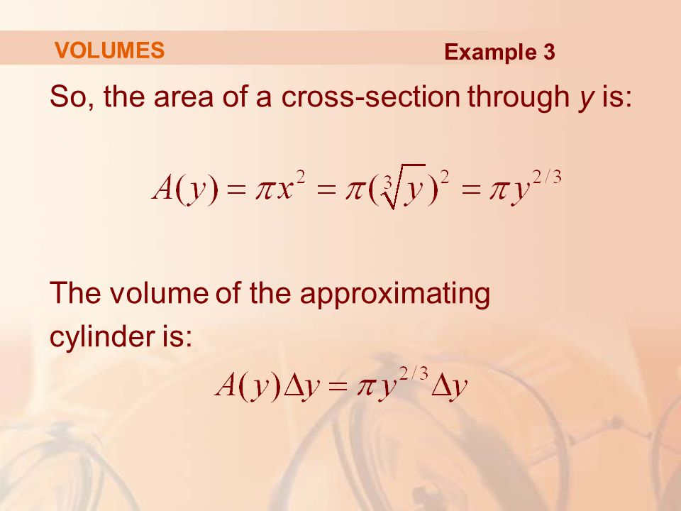 So, the area of a cross-section through y is: