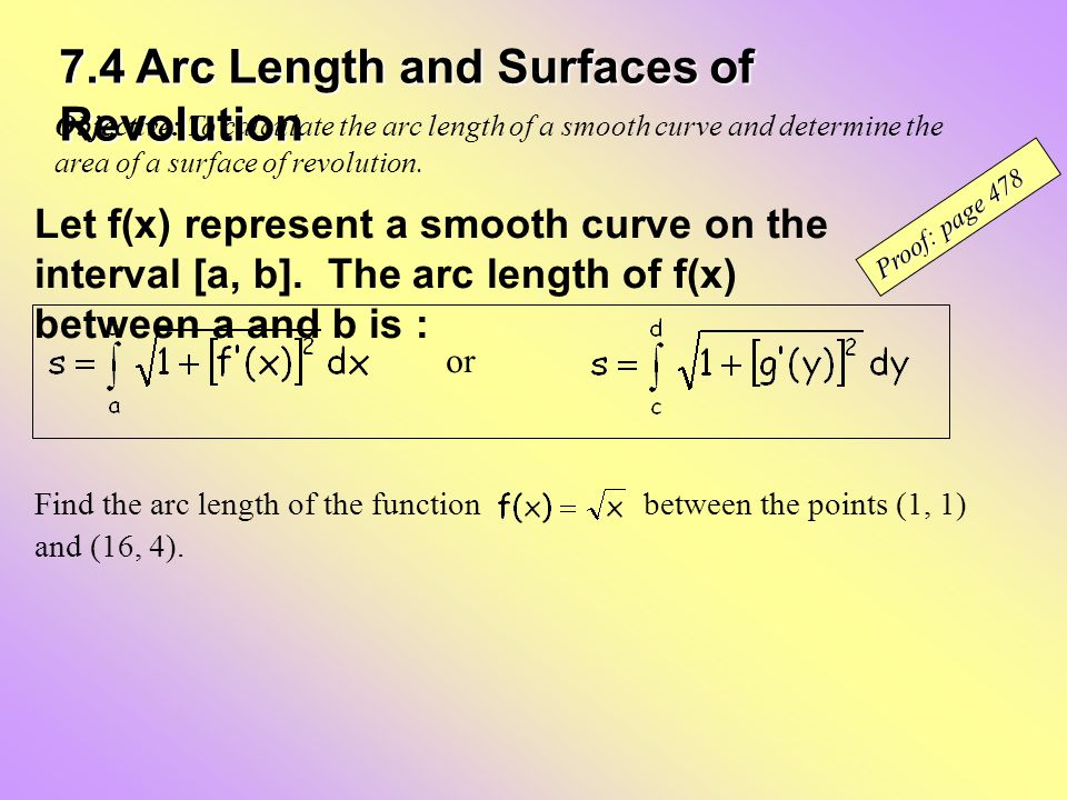 7.4 Arc Length and Surfaces of Revolution