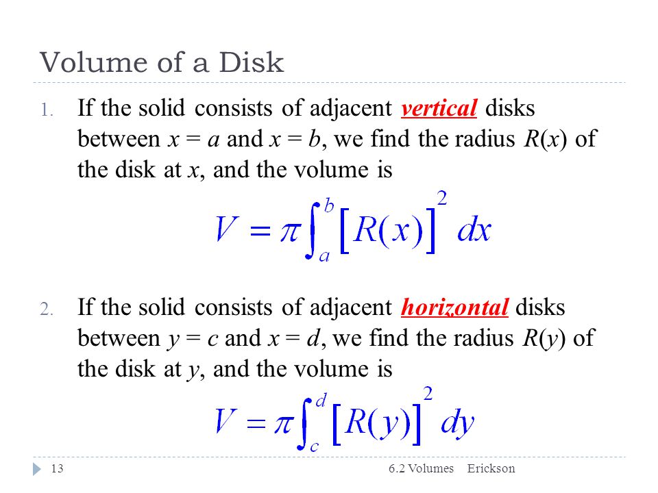 Volume of a Disk