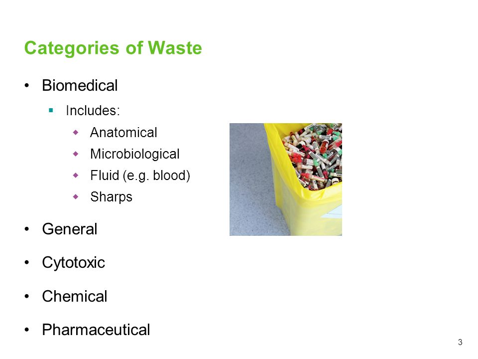 Categories of Waste Biomedical General Cytotoxic Chemical