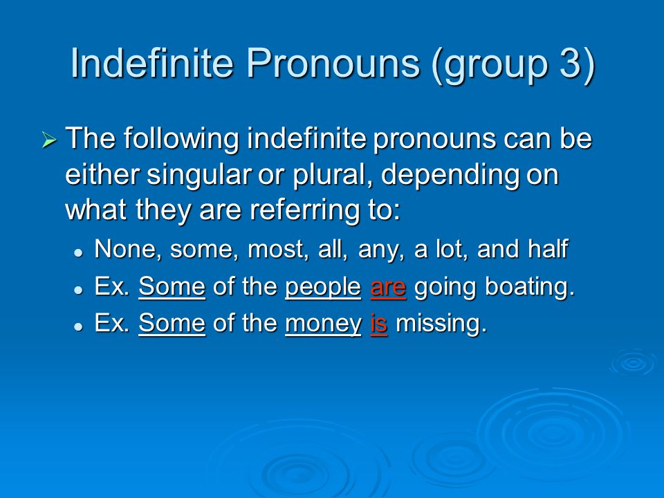 Indefinite Pronouns (group 3)