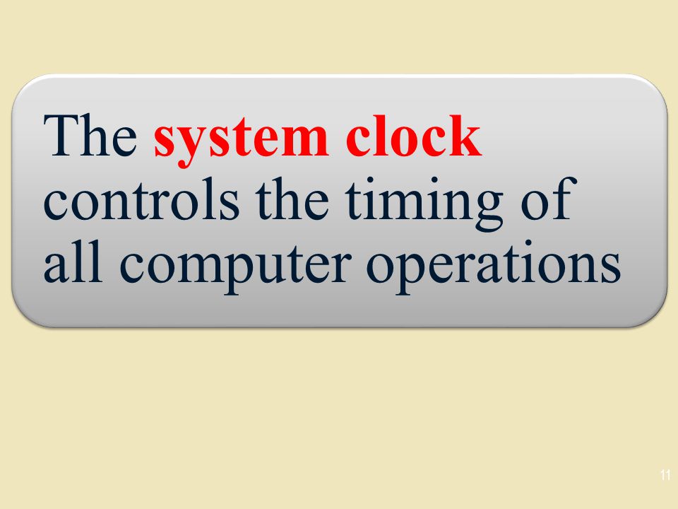 The system clock controls the timing of all computer operations
