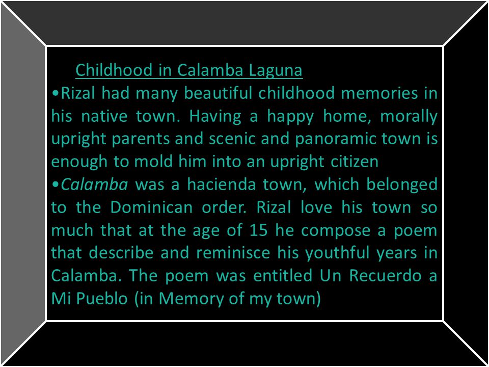 Childhood in Calamba Laguna
