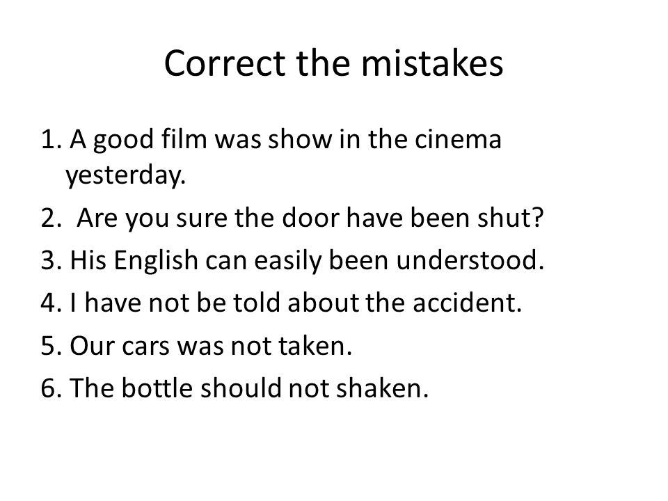 Correct the mistakes