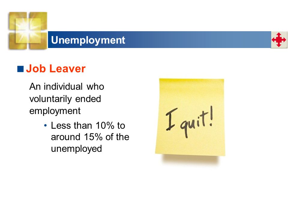 Job Leaver Unemployment An individual who voluntarily ended employment