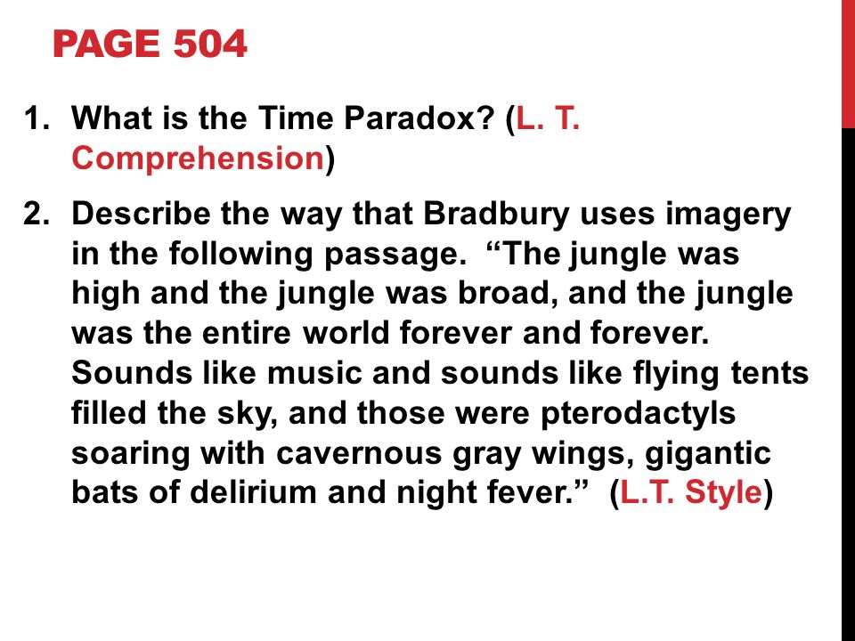 Page 504 What is the Time Paradox (L. T. Comprehension)