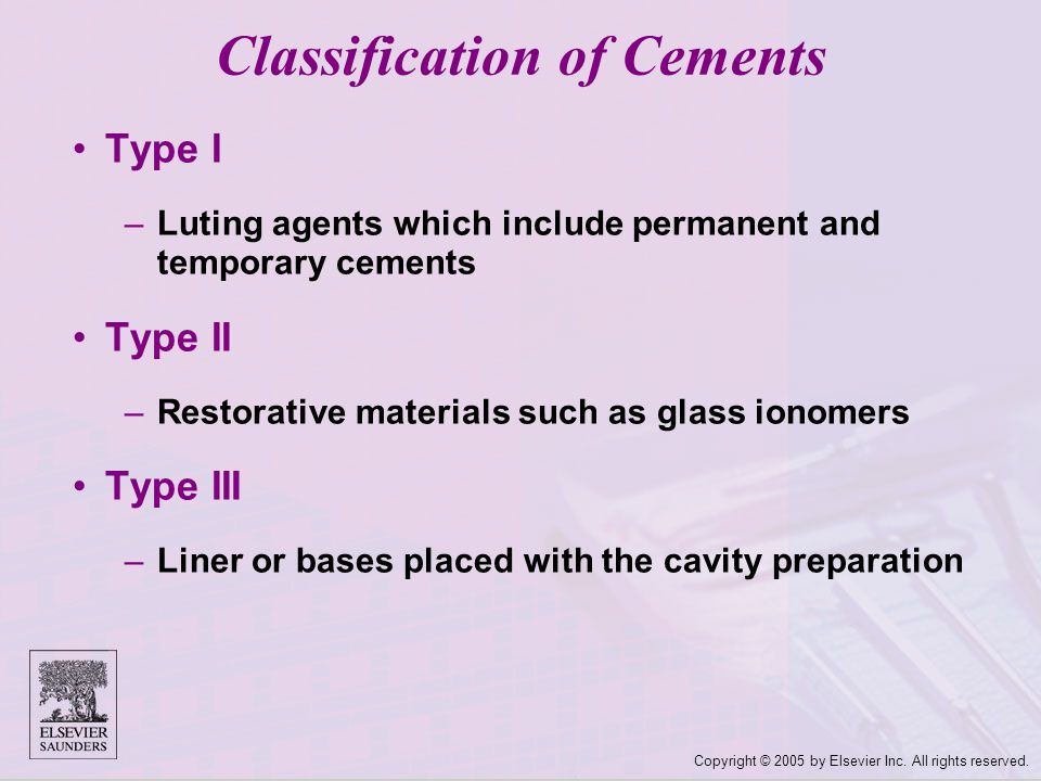 classification of dental cements