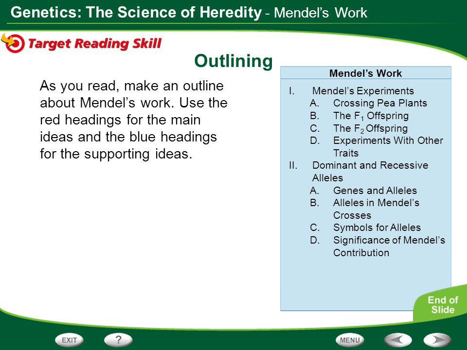 Outlining - Mendel’s Work