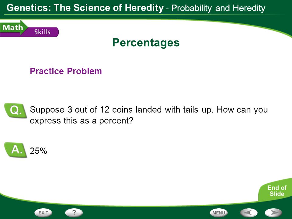 Percentages - Probability and Heredity Practice Problem