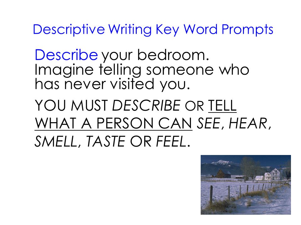 Descriptive Writing Key Word Prompts