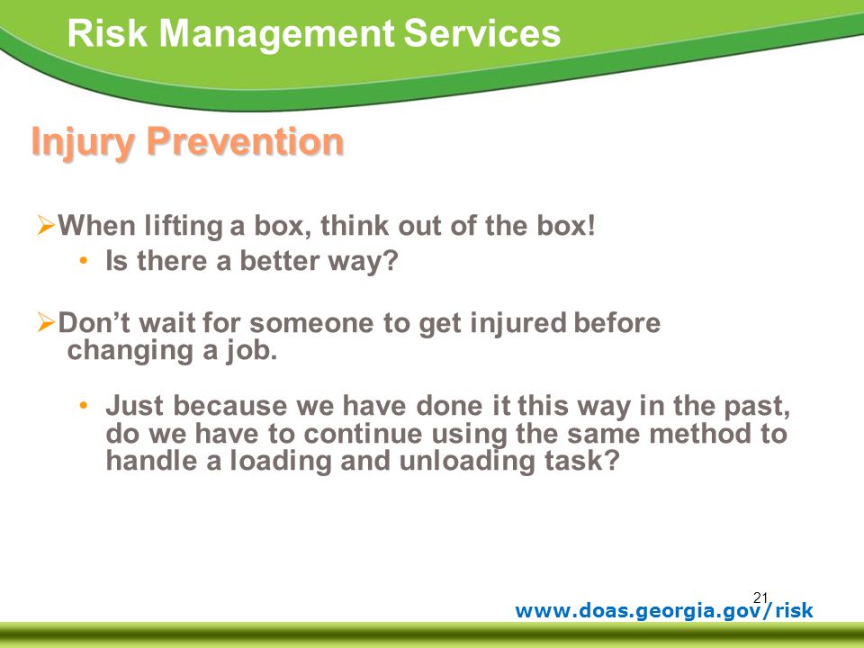 Injury Prevention - When lifting a box, think out of the box!